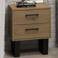 Texas 2 Drawer Bedside Cabinet - Brown, Pine