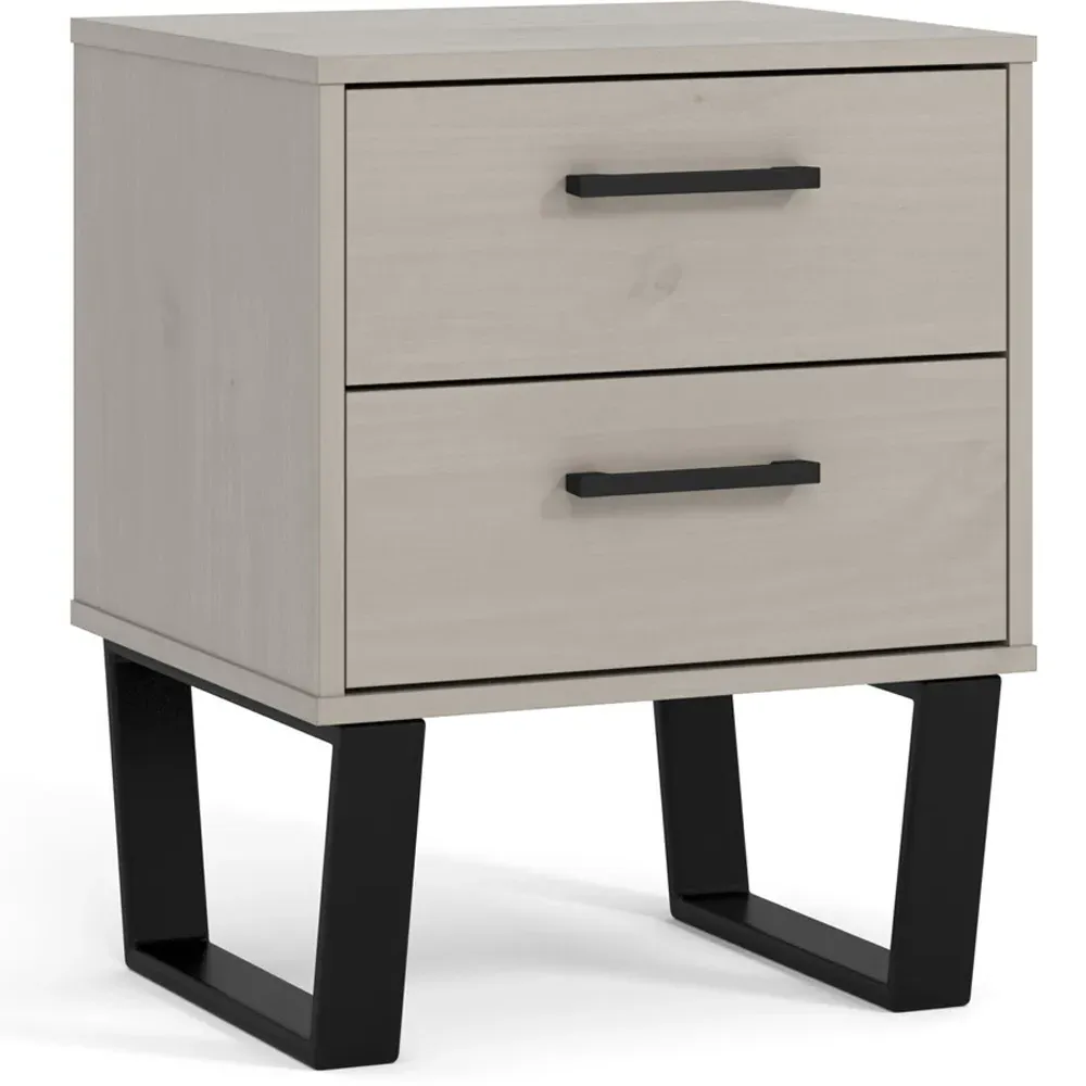 Texas 2 Drawer Bedside Cabinet - Grey, Pine
