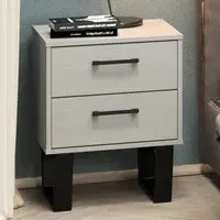 Texas 2 Drawer Bedside Cabinet - Grey, Pine