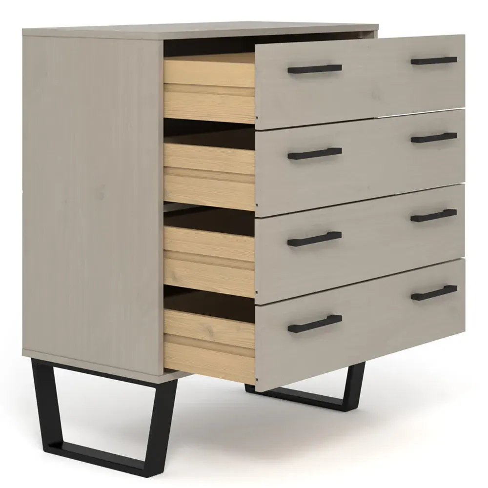 Texas 4 Drawer Chest of Drawers - Grey, Pine