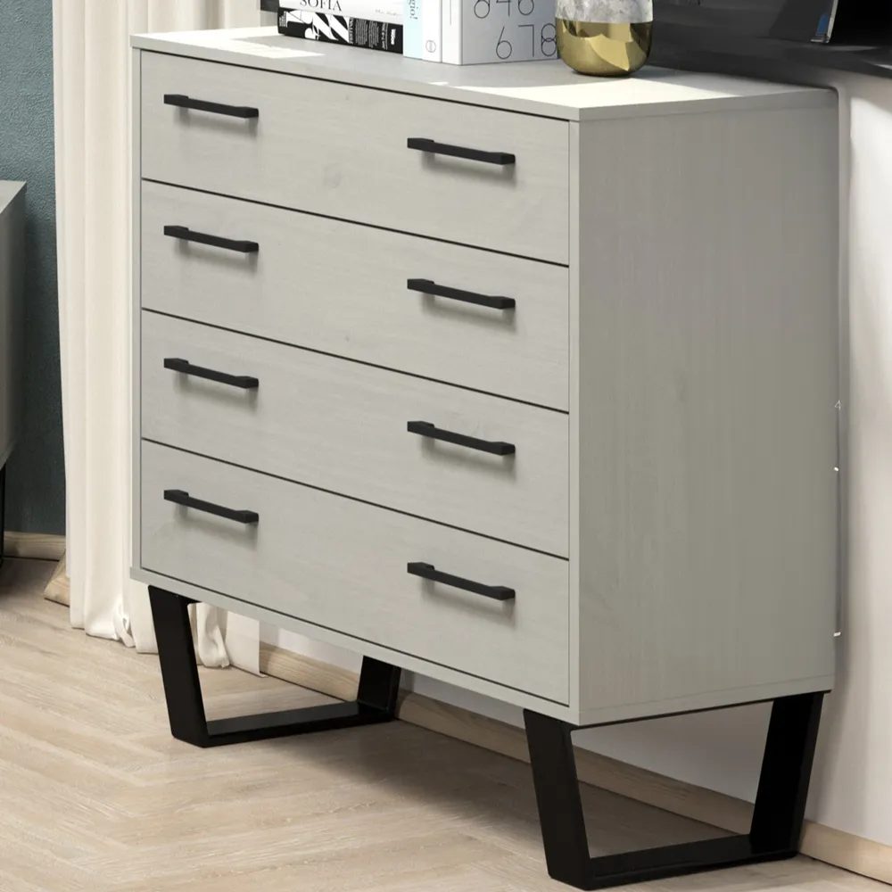 Texas 4 Drawer Chest of Drawers - Grey, Pine