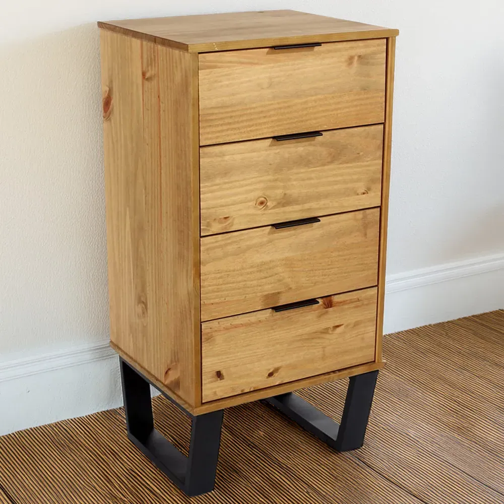 Texas 4 Drawer Narrow Chest of Drawers - Brown, Pine
