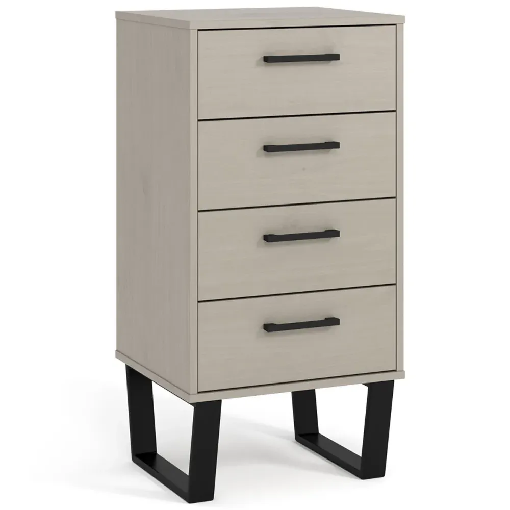 Texas 4 Drawer Narrow Chest of Drawers - Grey, Pine