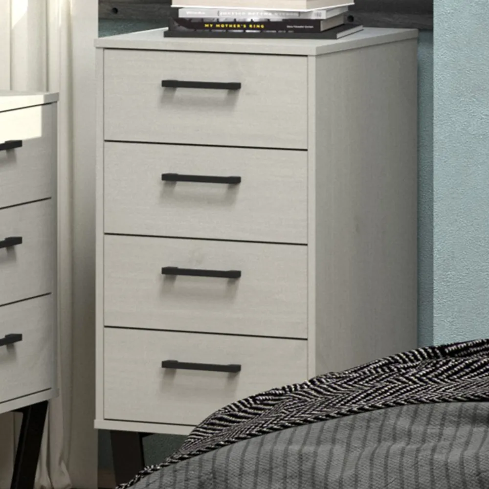 Texas 4 Drawer Narrow Chest of Drawers - Grey, Pine