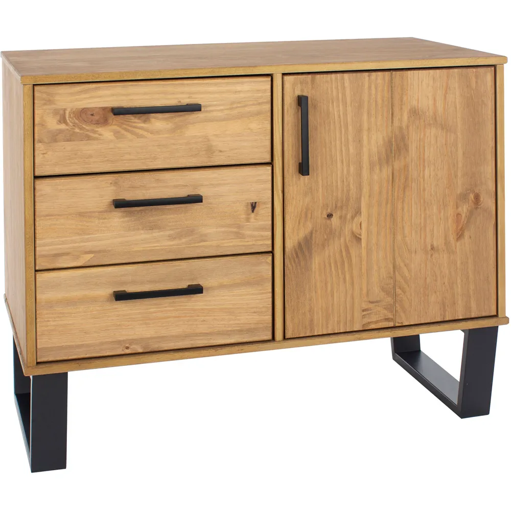 Texas Single Door 3 Drawer Small Sideboard - Brown, Pine