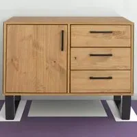 Texas Single Door 3 Drawer Small Sideboard - Brown, Pine