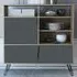 Vegas 3 Door High Sideboard - Oak, Grey