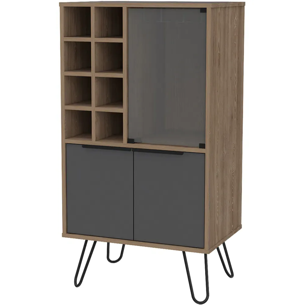 Vegas 3 Door Wine Cabinet - Oak, Grey