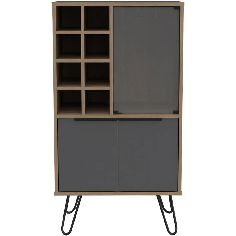 Vegas 3 Door Wine Cabinet - Oak, Grey