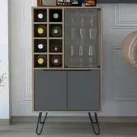 Vegas 3 Door Wine Cabinet - Oak, Grey