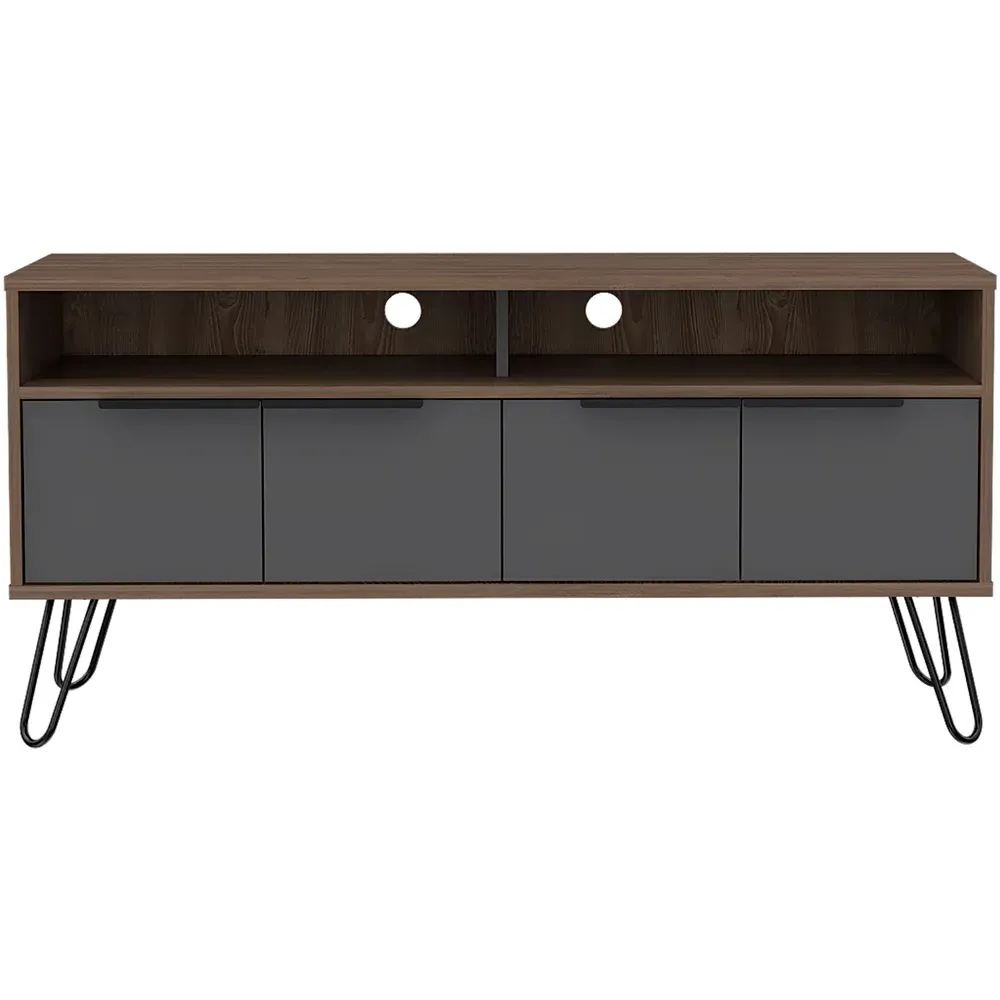 Vegas 4 Door Wide Screen TV Unit - Grey, Oak