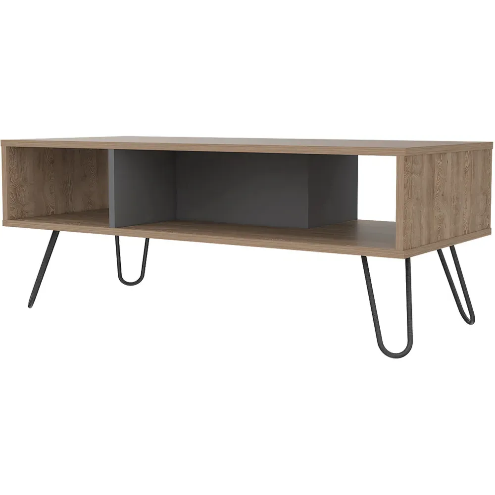 Vegas Coffee Table with Storage - Oak, Grey