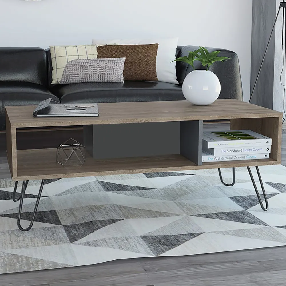 Vegas Coffee Table with Storage - Oak, Grey image