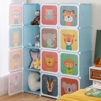 12 Cube Portable Wardrobe with Hanging Section - Blue