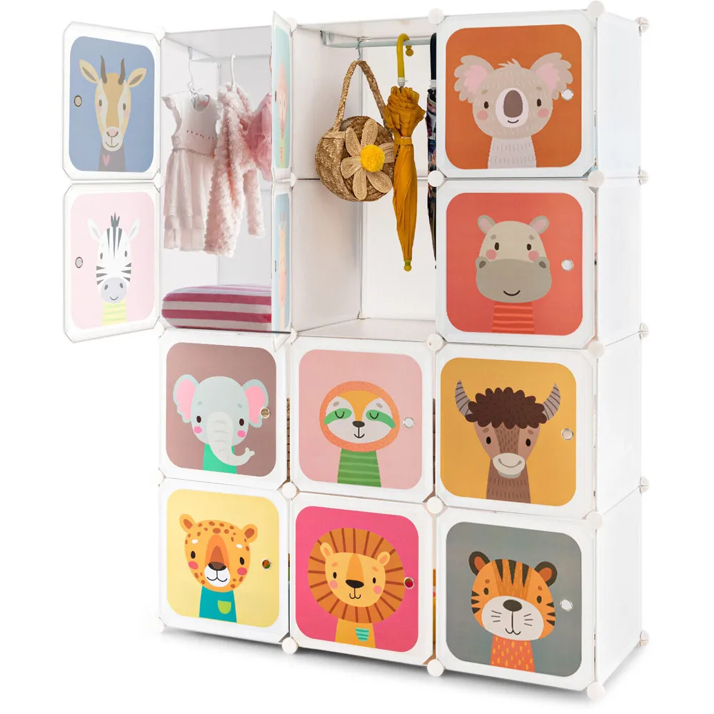 12 Cube Portable Wardrobe with Hanging Section - White
