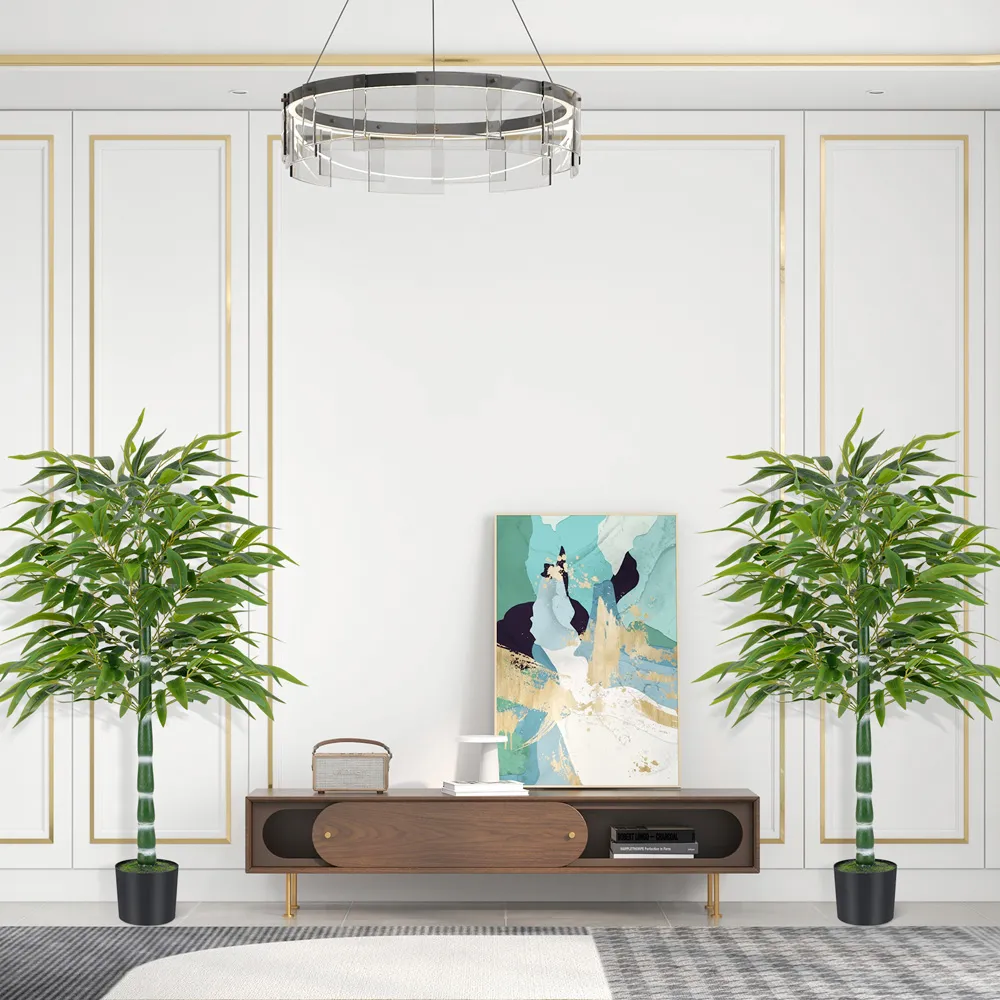 125cm Artificial Bamboo Tree 2 Pack - Green, Plastic