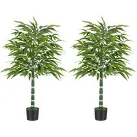 125cm Artificial Bamboo Tree 2 Pack - Green, Plastic