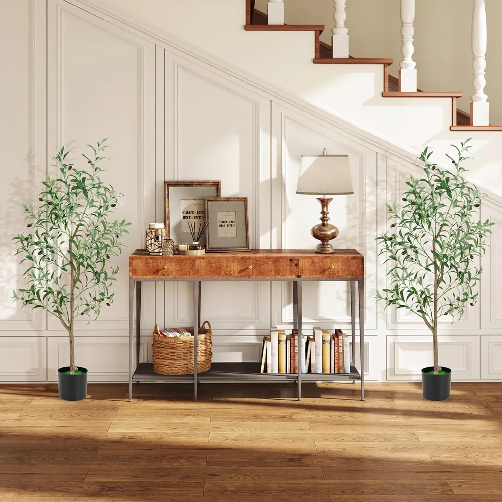 130cm Artificial Olive Tree with Fruits 2 Pack - Multi