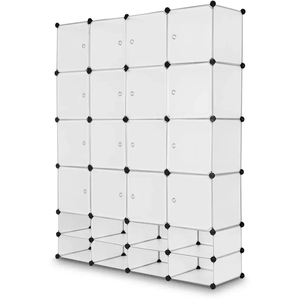 16 Cube Portable Wardrobe with Hanging Rods - Multi, Plastic