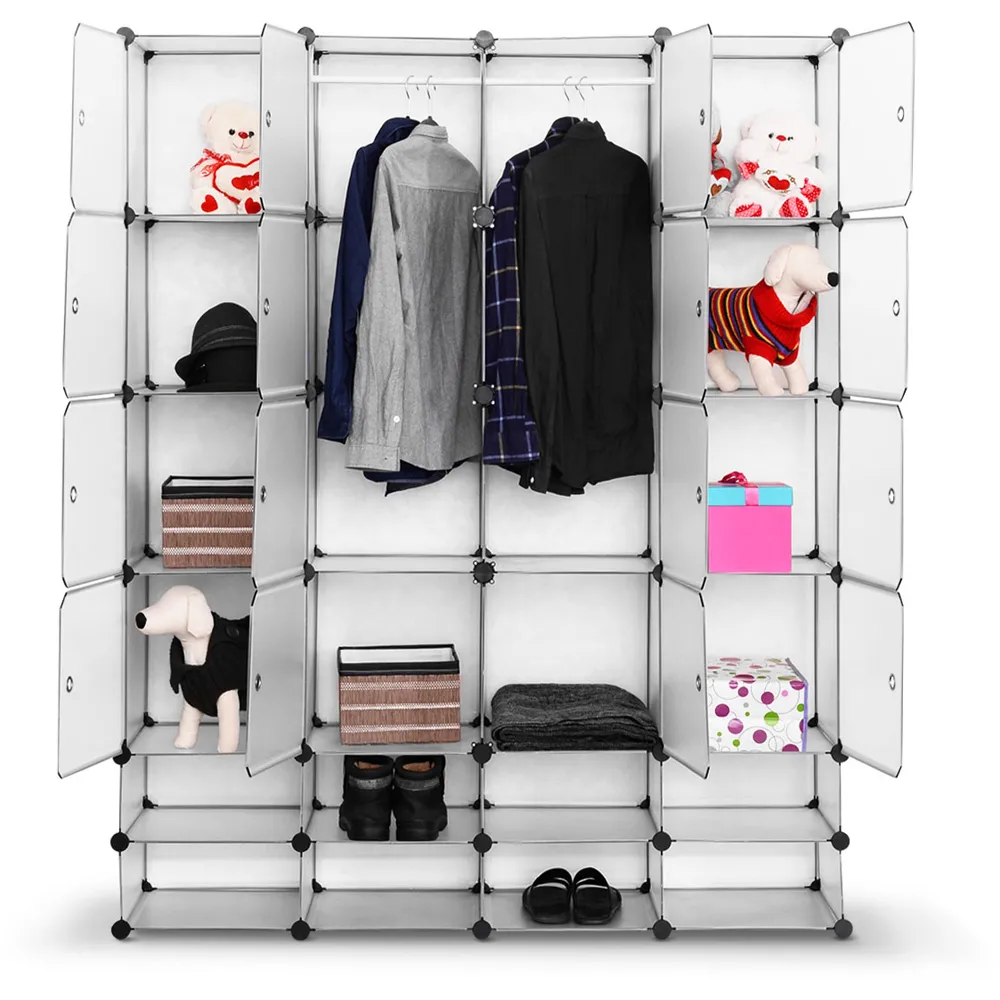 16 Cube Portable Wardrobe with Hanging Rods - Multi, Plastic
