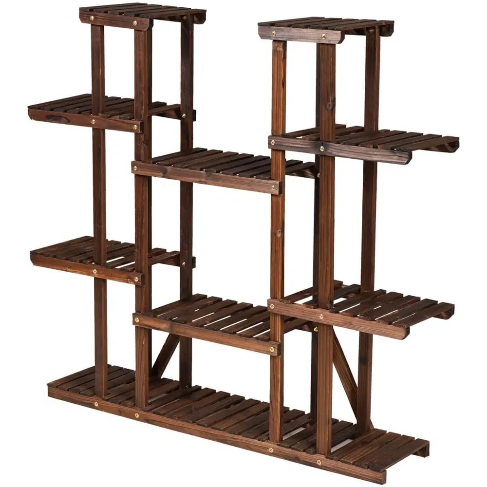 18 Shelf Wooden Plant Stand - Brown, Fir