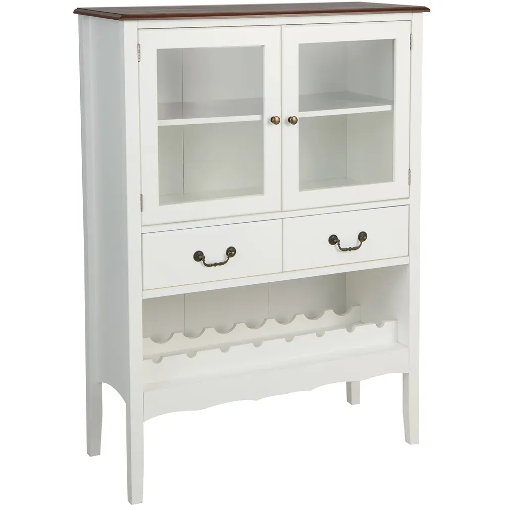 2 Door 2 Drawer Kitchen Sideboard with Wine Rack - White
