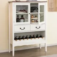 2 Door 2 Drawer Kitchen Sideboard with Wine Rack - White
