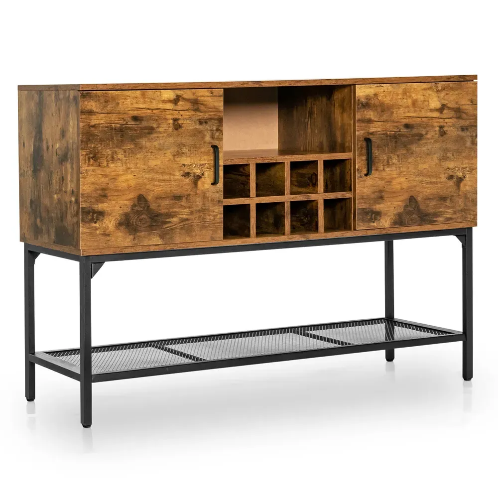 2 Door 2 Shelf Cabinet with Wine Rack - Brown