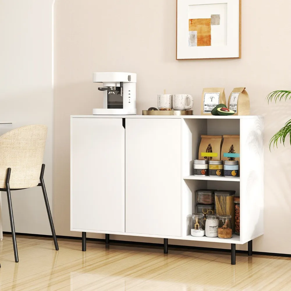 2 Door 2 Shelf Sideboard - White