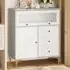 2 Door 3 Drawer Chest of Drawers with Glass Door - Grey