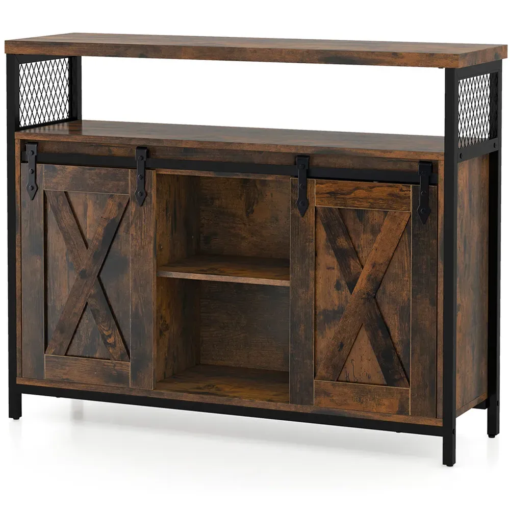 2 Door 3 Shelf Buffet Cabinet - Brown