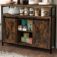 2 Door 3 Shelf Buffet Cabinet - Brown