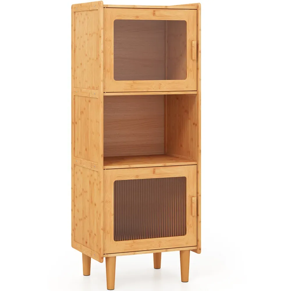2 Door 3 Shelf Cube Storage Unit - Natural, Bamboo