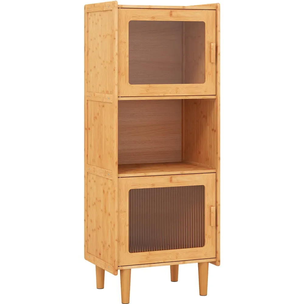 2 Door 3 Shelf Cube Storage Unit - Natural, Bamboo