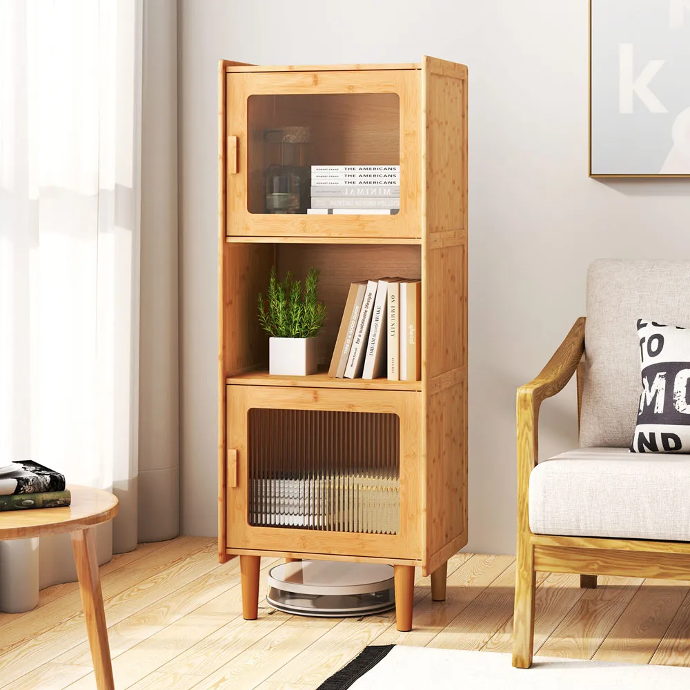 2 Door 3 Shelf Cube Storage Unit - Natural, Bamboo