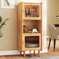 2 Door 3 Shelf Cube Storage Unit - Natural, Bamboo