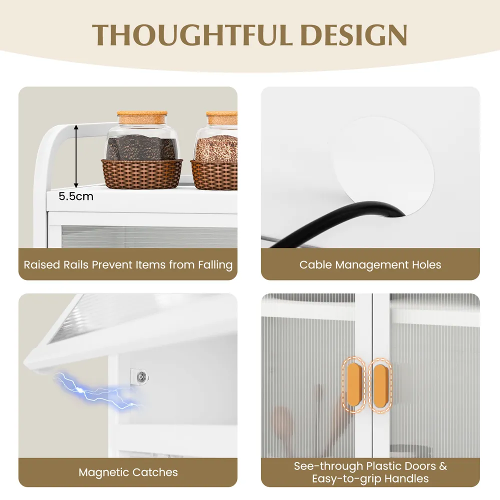 2 Door 3 Shelf Kitchen Storage Cabinet - White