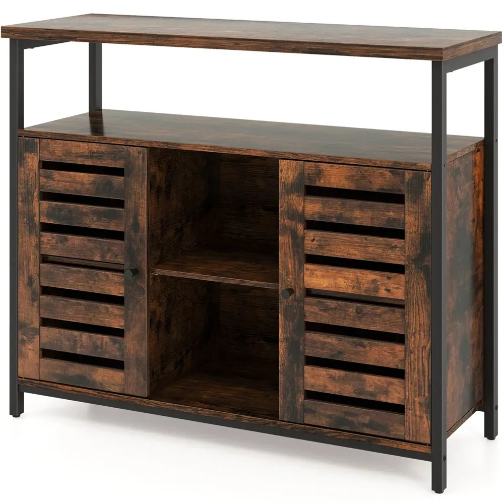 2 Door 3 Shelf Sideboard - Brown