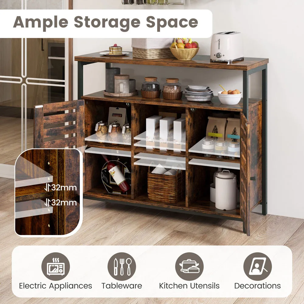 2 Door 3 Shelf Sideboard - Brown