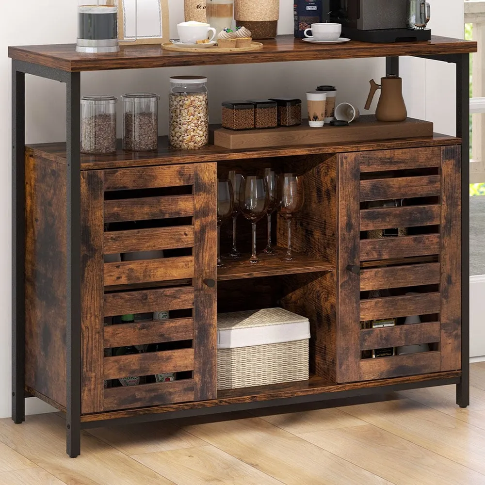 2 Door 3 Shelf Sideboard - Brown