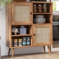 2 Door 4 Shelf Rattan Cabinet - Brown