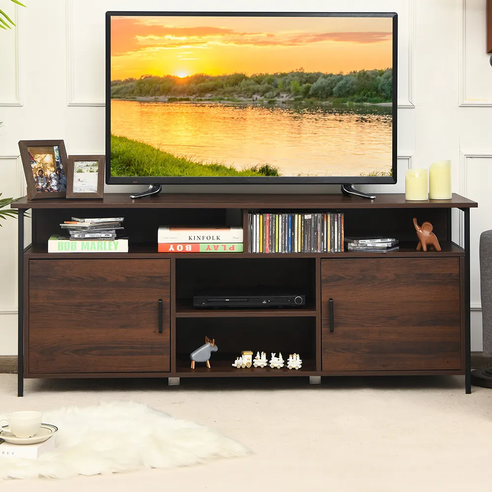 2 Door 4 Shelf TV Unit with Anti-Tipping Kit - Multi