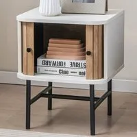 2 Door Bedside Table with Storage - White