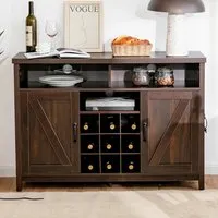 2 Door Buffet Cabinet with Wine Rack - Dark Brown