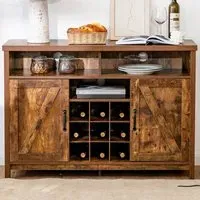 2 Door Buffet Cabinet with Wine Rack - Rustic Brown