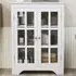 2 Door Floor Cabinet with Adjustable Shelves - White, Glass