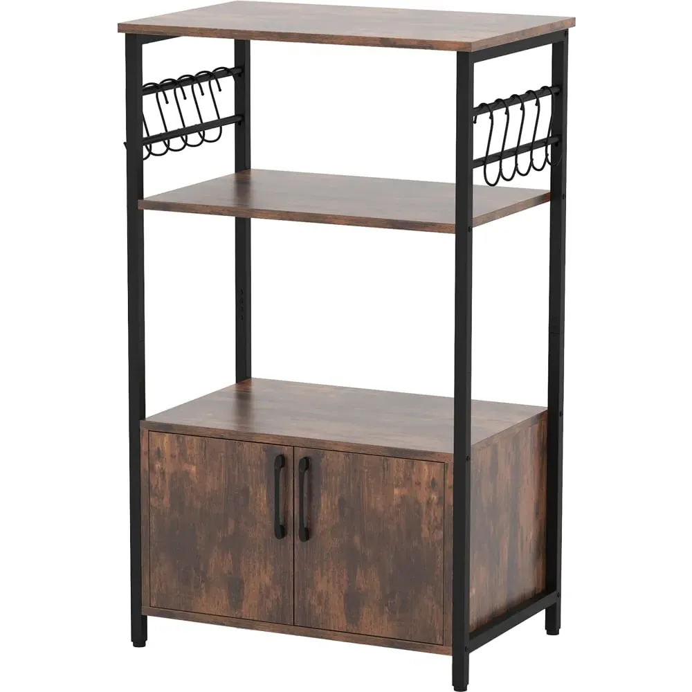 2 Door Kitchen Rack with 10 Hooks - Brown