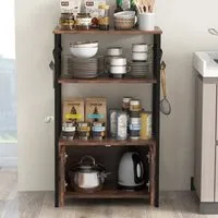 2 Door Kitchen Rack with 10 Hooks - Brown