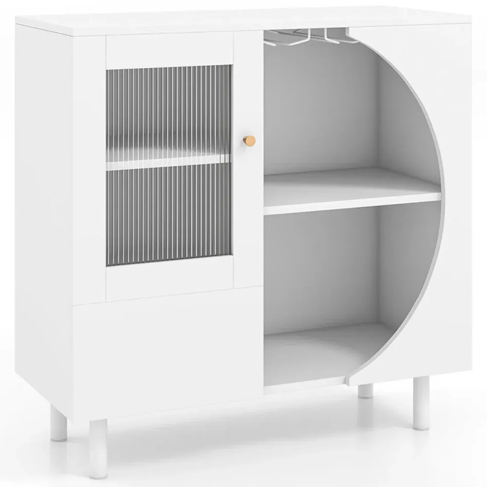 2 Door Kitchen Sideboard with Wine Rack - White