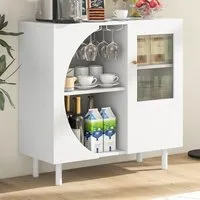 2 Door Kitchen Sideboard with Wine Rack - White